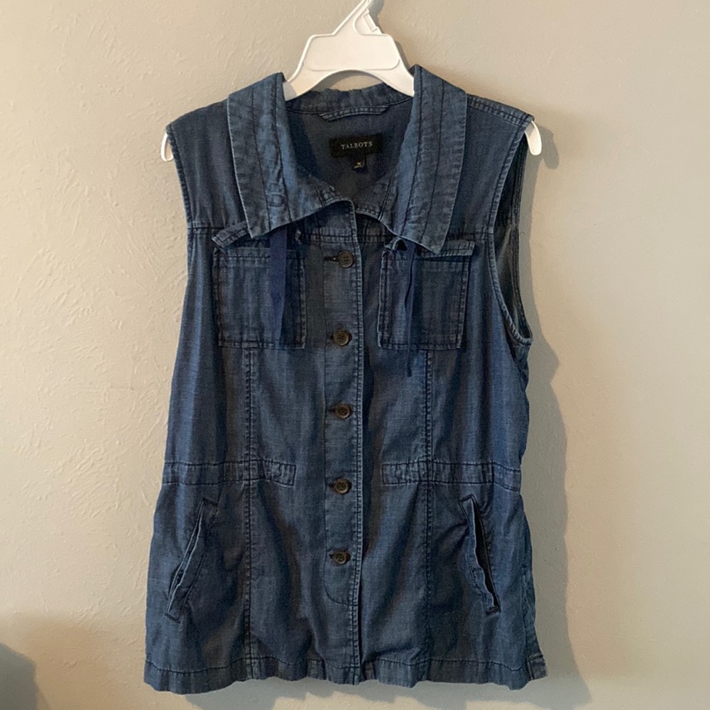 TALBOTS Blue Jean Vest Size M